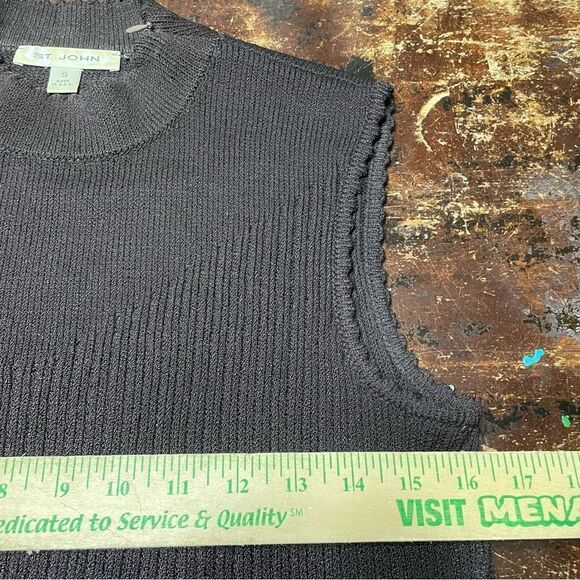 St John Collection 3Pc Knit Tank Pant Skirt Suit Chocolate Brown sz S 6 8 - Picture 5 of 13